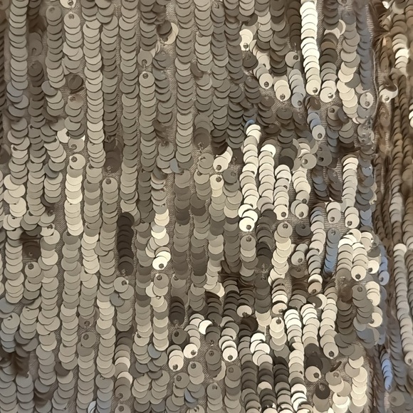 AUDREY 3+1 Champagne Gold Sequin Mini Dress Party NYE Size M Dance Deep V Neck - Picture 7 of 9